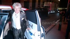 Rockstar Rod Stewart and Penny Lancaster spotted at Langan's Brasserie in Mayfair