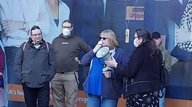 Hollyoaks Star Speaks At Trans Right Protest Outside The BBC Studios, In Manchester