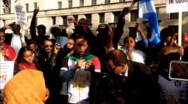 Sudanese community of  the united kingdom protest the recent  coup , one arrest