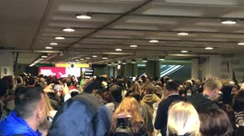 People get impatient waiting outside Stansted airport while suspicious package incident is being accessed