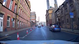 when you park your car in a town center and come back to it to find traffic road cones all over