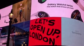 'Lets open up, London' slogan among traditional Piccadilly Lights advertisers