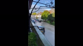 Torrential rain sparks flooding in Dorset, UK