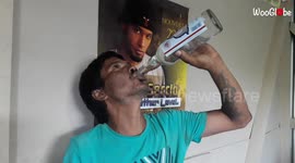Man downs entire bottle of rum in 19 seconds