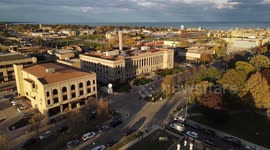 Outside the kenosha, wisconsin courthouse for the Kyle Rittenhouse trial jury selection day 1 as the day was wrapping up and the news reporters were getting set for their evening broadcasts