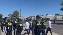 Australia: Anti-Daniel Andrews Protest Outside Melbourne Cup Venue