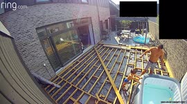 Bad fall/accident while filling hot-tub on unfinished decking project