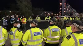 Big police presence in place in front of COP26 venue as a few Extinction Rebellion protesters rally