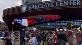 Hundreds of protesters gather to support Kyrie Irving’s stance against COVID-19 vaccine