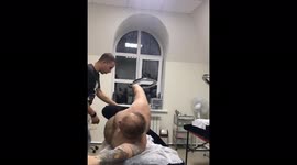 The couch broke when performing manual therapy