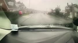 UK driving instructor has lucky escape after mini-tornado blows FENCE across busy road