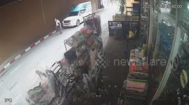 Pensioner has miracle escape after concrete ceiling collapses just inches in front of him