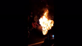 Lighting the tar barrel 5/11/2021