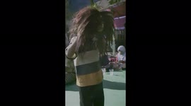 4 Year Old Kid Showing His Pencak Silat (Martial Art) Moves With Ganongan Mask (Ponorogo) In Front of The Guests