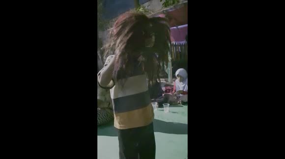 4 Year Old Kid Showing His Pencak Silat (Martial Art) Moves With Ganongan Mask (Ponorogo) In Front of The Guests