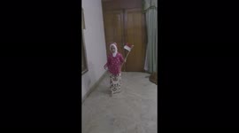 Kid Catwalking & Waving Indonesia Flag For Her Heroes Day (Indonesia) Task From School