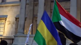 Sudan coup 2021: anti-military protesters rally in Trafalgar Square in London