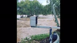 Todd River swells after record rainfall lashes the Northern Territory, Australia