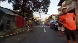 Bike breaks into pieces after failed stunt