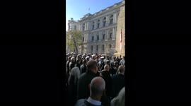 Veterans and others gather for two minutes' silence to mark Remembrance Day at London's Cenotaph