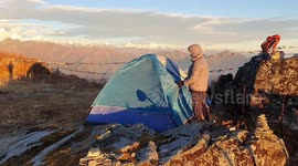 Camping at 3771m Ama Yangri Peak with beautiful mountain range