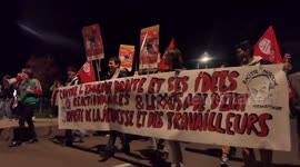 Protesters march against right-wing journalist Eric Zemmour in Bordeaux