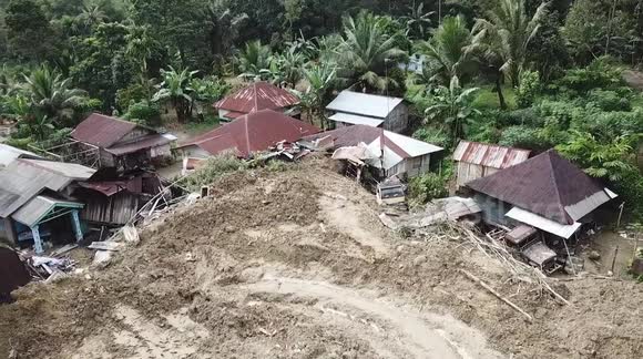 Drone Footage Of Deadly Landslide in Kinangkung Village, Deli Serdang Regency