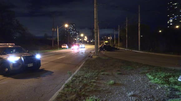 Spectacular high speed single car crash in Toronto leaves car cut in ...