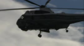 President of the United States Joe Biden in Marine One flies over the Tidal Basin en-route to Fort Lesley J. McNair in Washington, DC on November 14, 2021