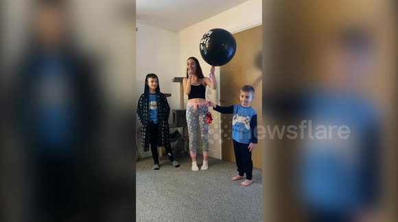 Hilarious moment little boy throws a tantrum during balloon gender reveal