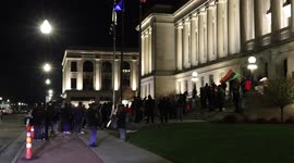 The protest lead by Justin Blake take a walk around the courthouse and then take a knee
