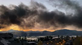Plumes of potential toxic smoke cover Abbotsford, Canada amid heavy flooding