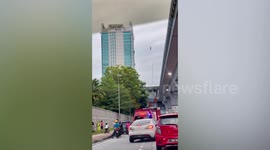 Bird that appeared to float after getting stuck on kite string baffles motorists in Malaysia