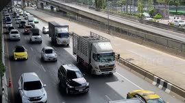 Hundreds of truck drivers protest against high diesel prices in Thailand