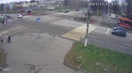 Police car overturned after road accident in Moscow region