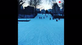 'Girls slam into fence during high-speed sled run '