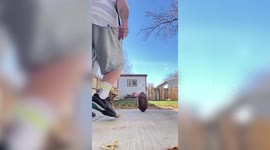 American football player nails insane trick shots in Sparks, Nevada