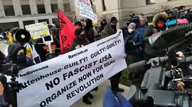 Activists protest against Rittenhouse verdict outside Kenosha courthouse amongst mostly peaceful crowd