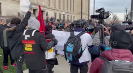 March from the west came to the Courthouse in kenosha wisconsin - Wide angle
