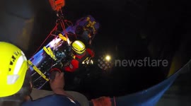 Asphalt-coated man is miraculously pulled out alive after falling into factory tank in Thailand