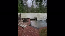 Heavy Rain Raises The Seymour River To Dangerous Heights, British Columbia, Canada