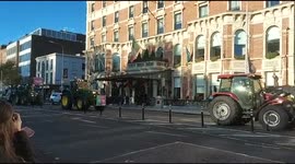 Irish farmers make a noisy protest in Dublin city against Government Agriculture policy and Climate Action Plan.
