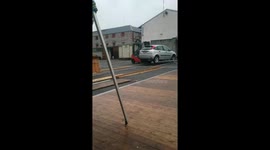 Forklift moving car
