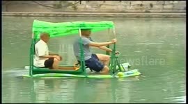 Pensioner invents water rickshaw for floods