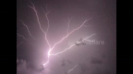 Huge spider lightnings during a storm in South of France 14 August 2015