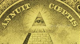 Creepy US $1 bill currency pyramid blinking eye animation 