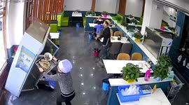 Chinese boy almost crushed by heavy fridge after swinging doors open