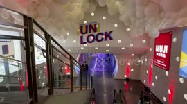 Mallgoers walk through tunnel of colourful ‘clouds’ in Bangkok, Thailand