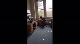 Wild hawk gets trapped inside US university building