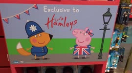 Peppa Pig exclusive display at Hamleys in Regent Street on the day British brand gets a boost by Boris Johnson at CBI conference
